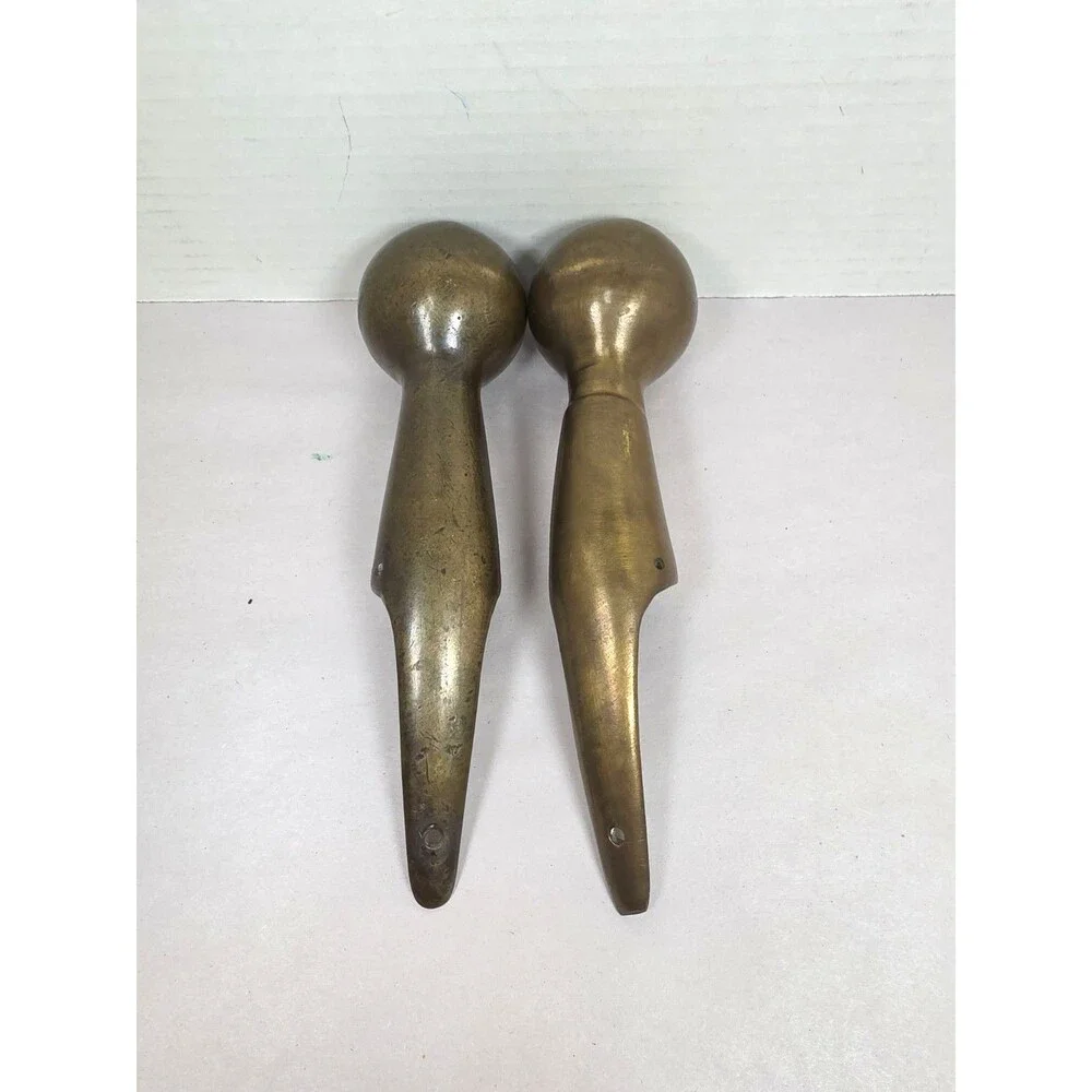 2 Vintage Antique Brass Horse Harness Hame Ball Knob Cane Handle